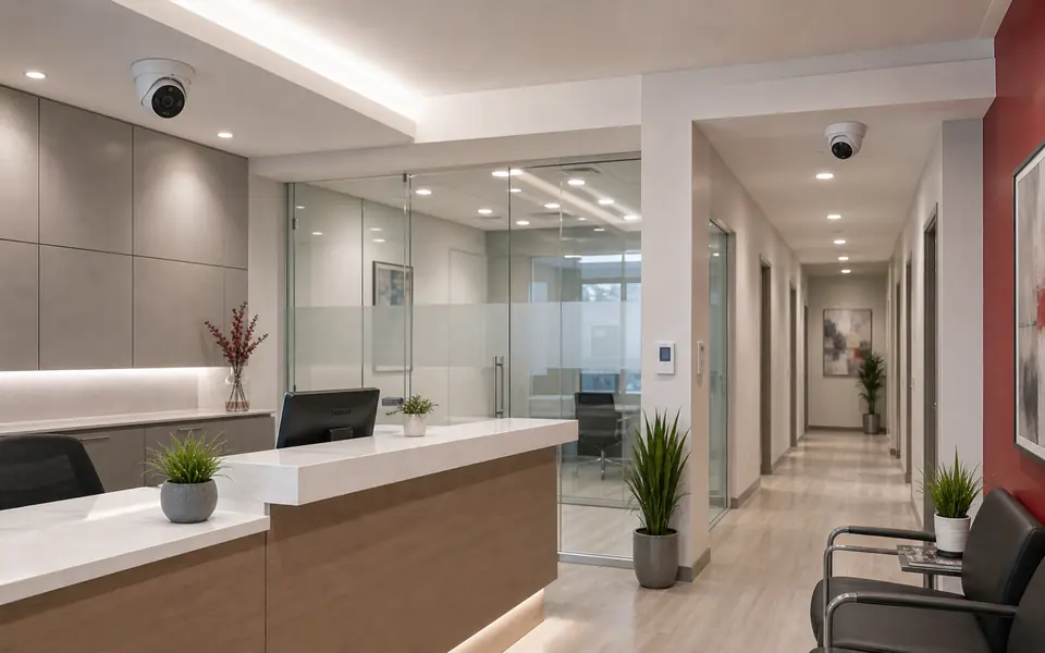 CCTV camera in a clinic reception or professional office