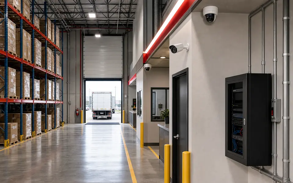 CCTV cameras in a warehouse and operational loading area